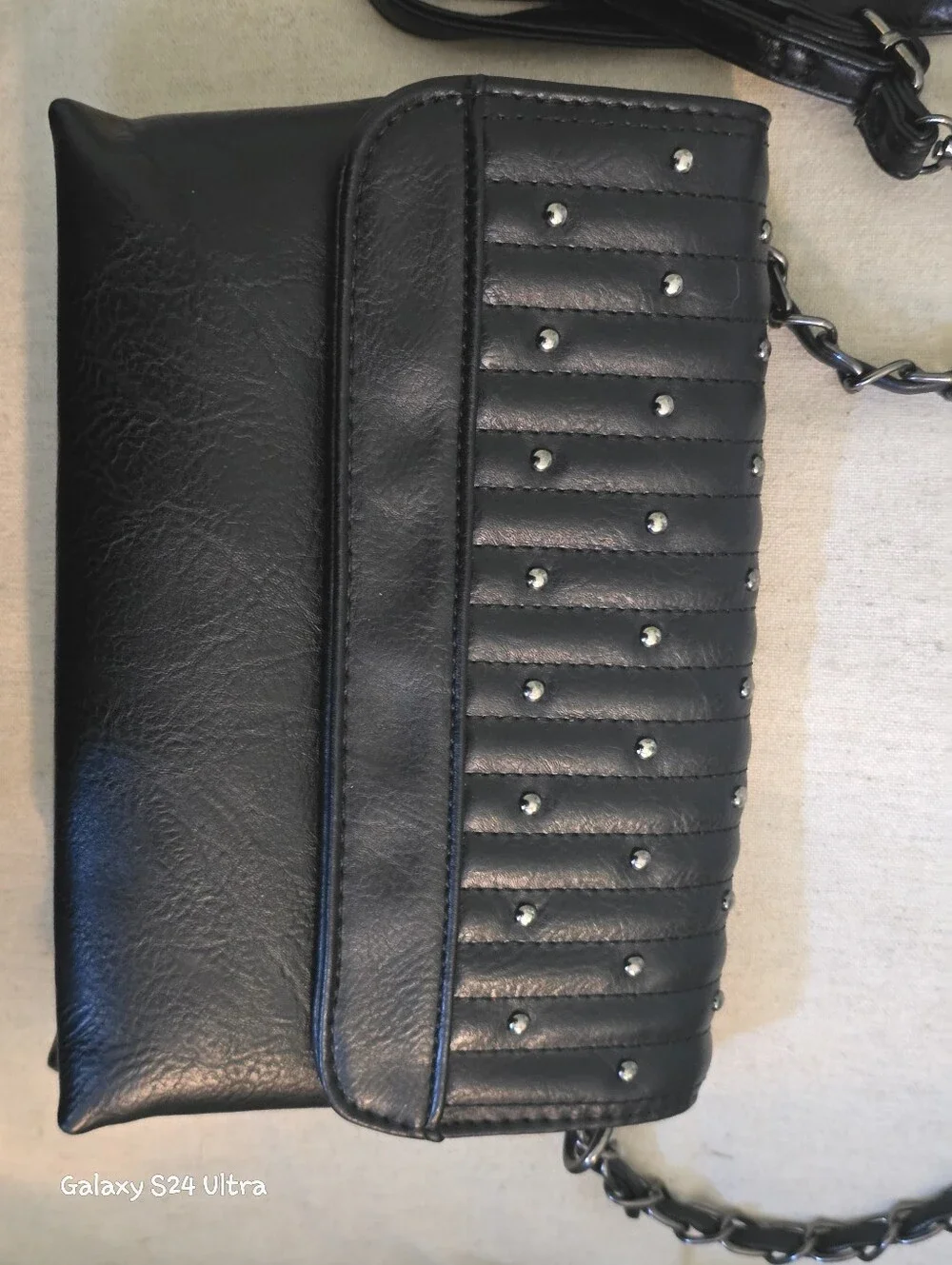Sam & Hadley Gun Metal Stud Detail Crossbody Shoulder Bag EUC